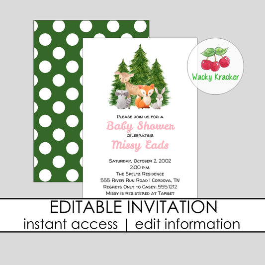 Woodland Baby Shower Invitation