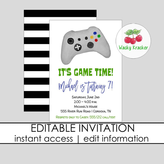 Video Game Birthday Invitation