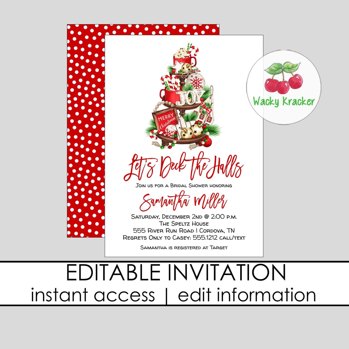 Deck the Halls Bridal Shower Invitation