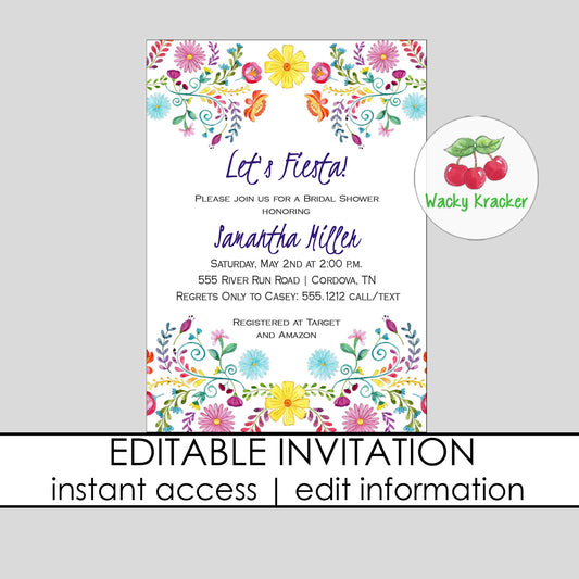 Fiesta Floral Bridal Shower Invitation