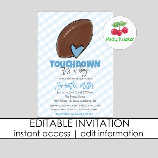 Football Baby Shower Invitation