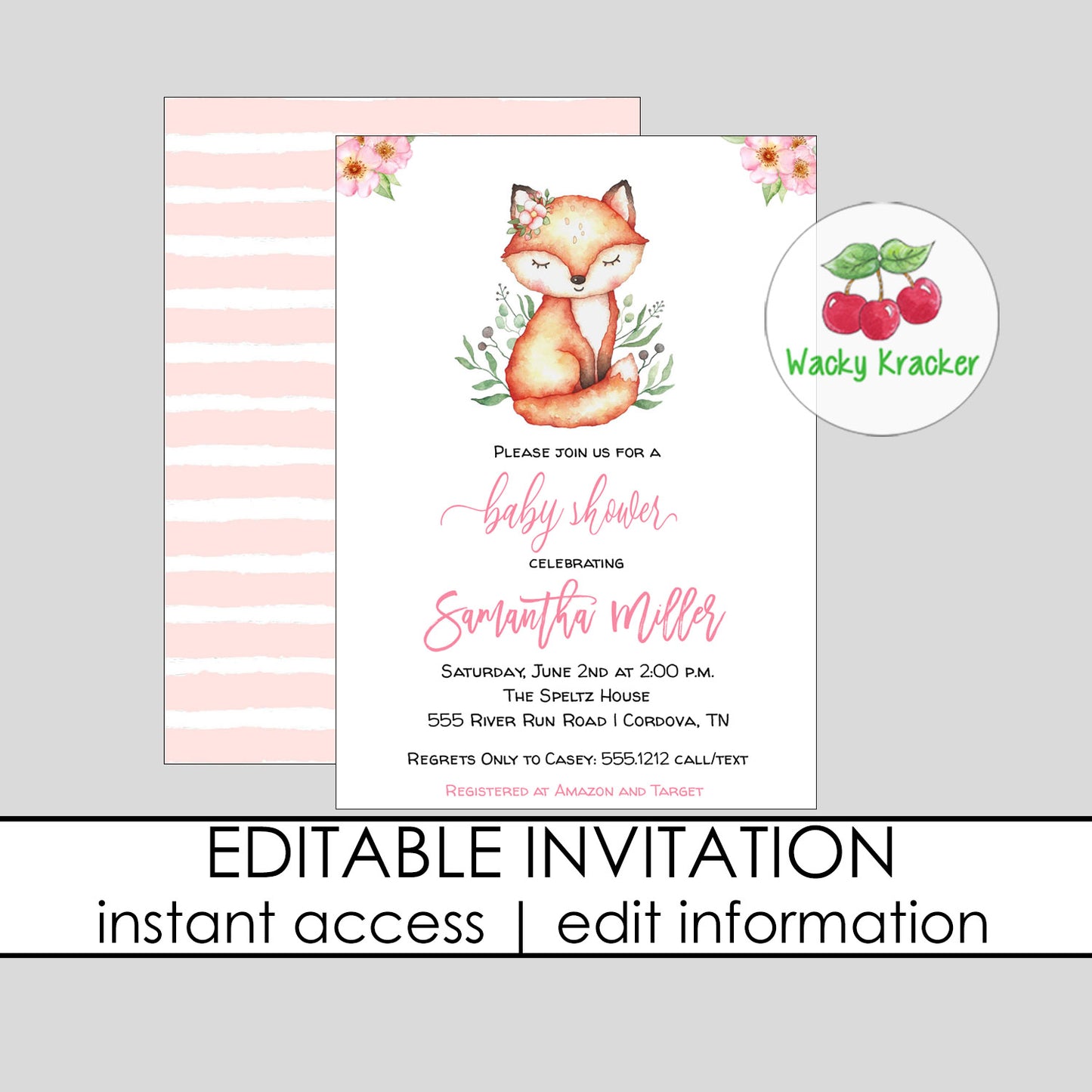 Fox Baby Shower Invitation