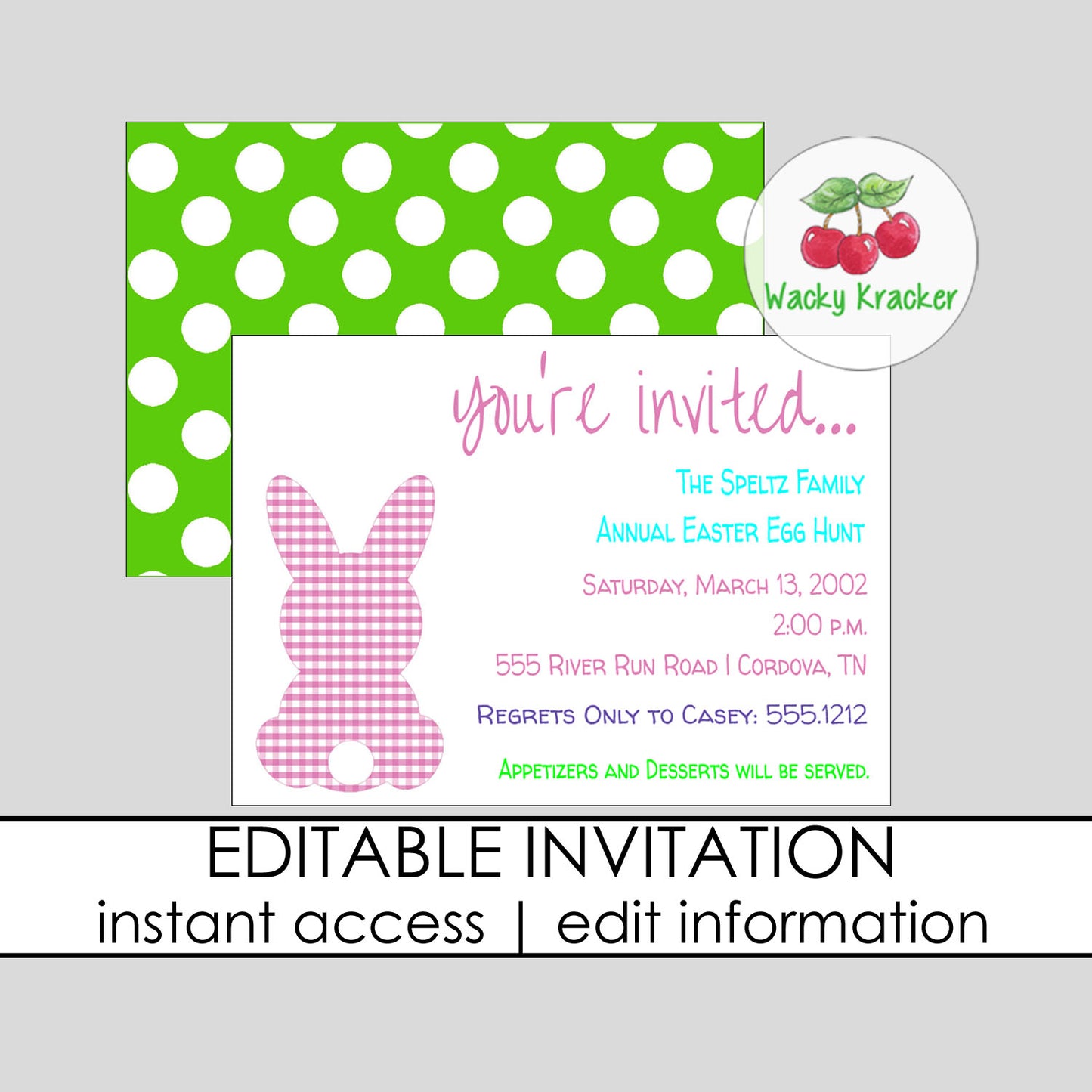 Gingham Bunny Invitation