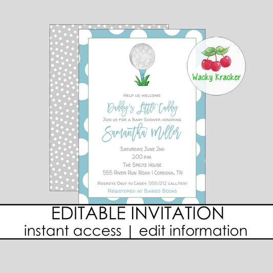 Boy Golf Baby Shower Invitation