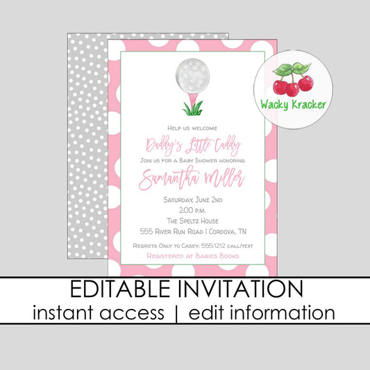 Girl Golf Baby Shower Invitation