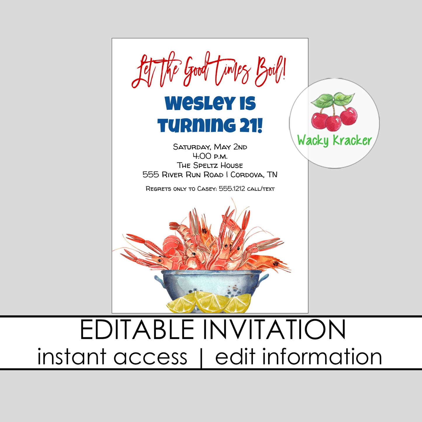 Low Country Boil Birthday Invitation