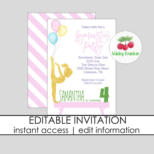 Gymnastics Birthday Invitation