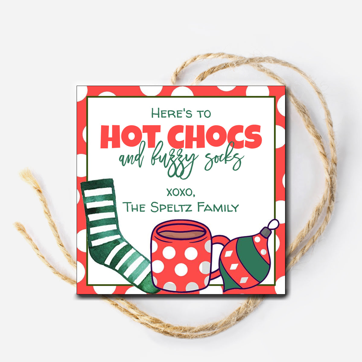 Hot Chocolate and Fuzzy Sock Gift Tag