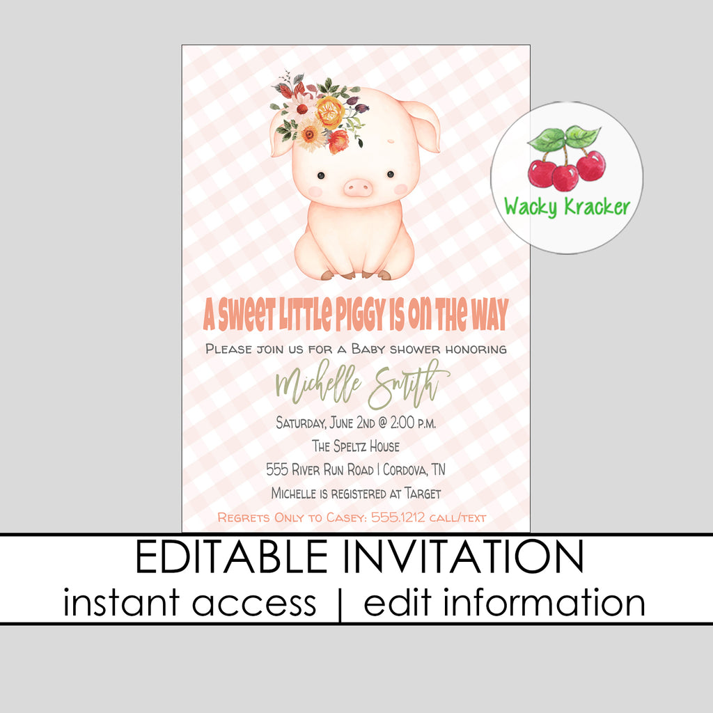 Pig baby sale shower invitations