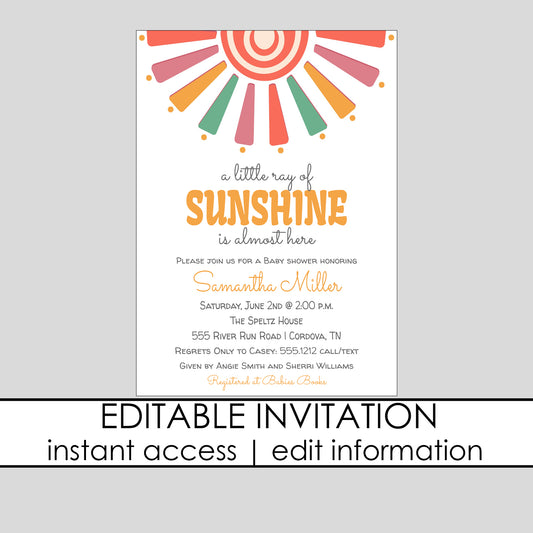 Little Sunshine Baby Shower Invitation Card