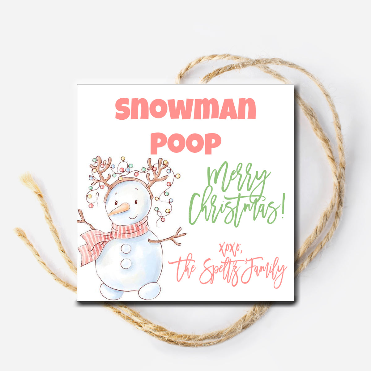 Snowman Poop Gift Tag