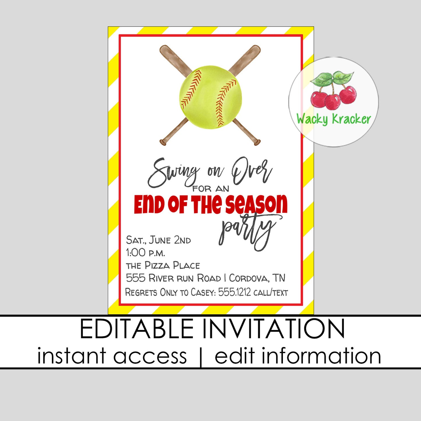 Softball End of the Year Invitation