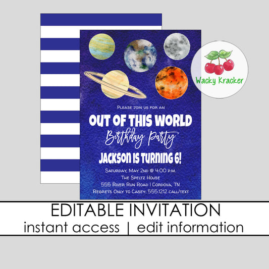 Space Birthday Invitation