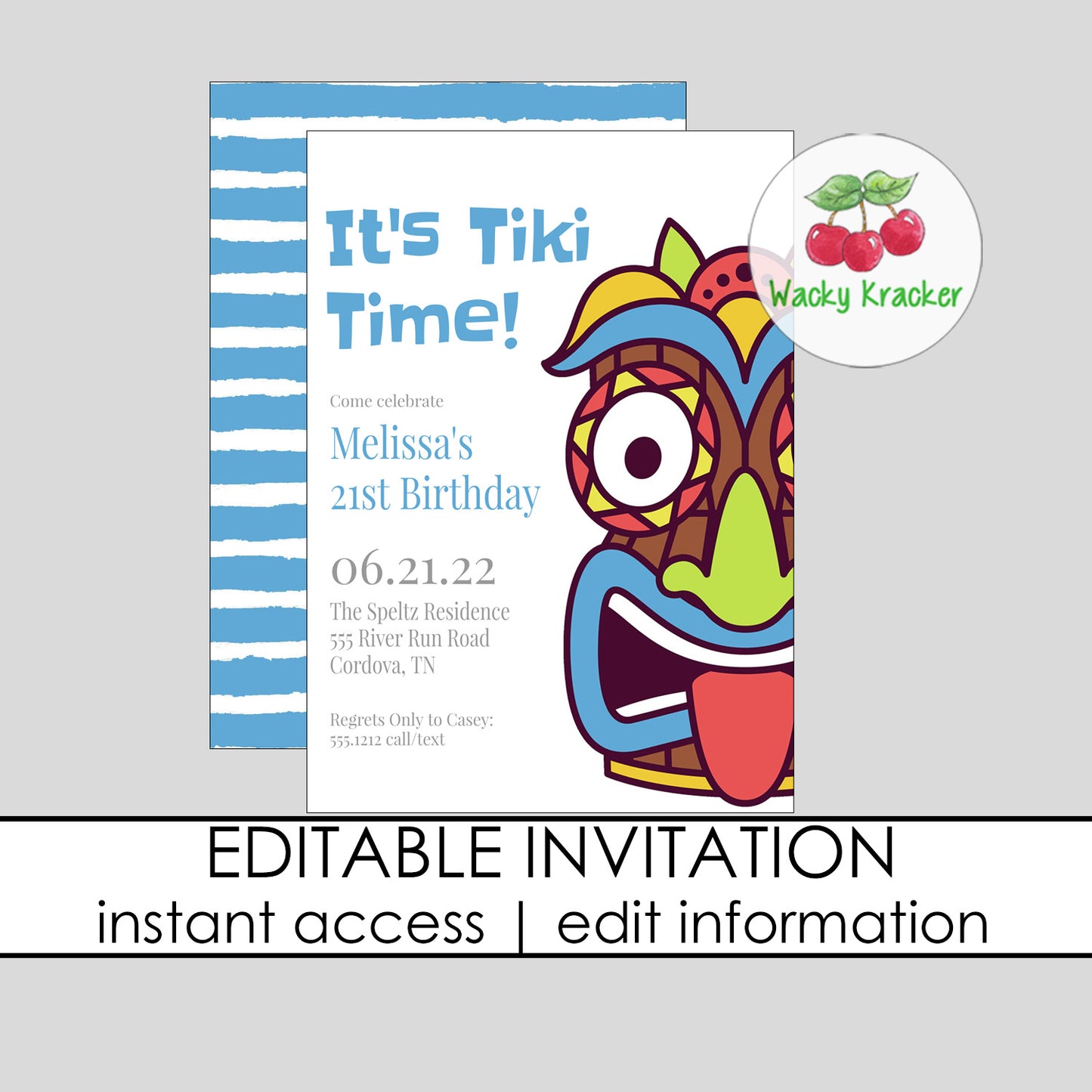 Tiki Birthday Party Invitation