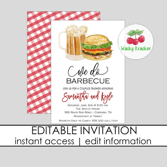 We Do BBQ Bridal Shower Invitation