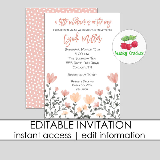 Little Wildflower Baby Shower Invitation